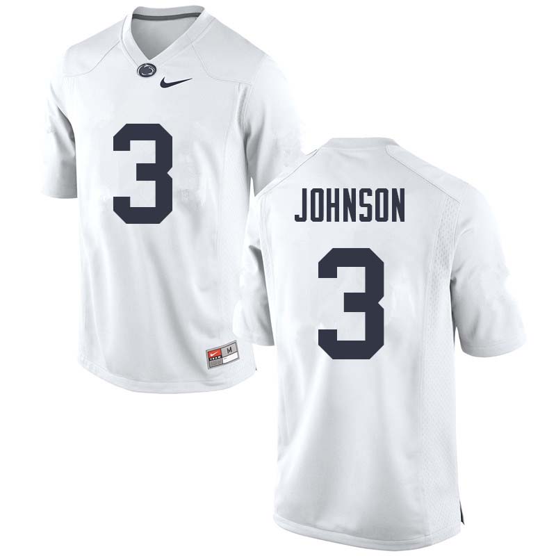 Men #3 Donovan Johnson Penn State Nittany Lions College Football Jerseys Sale-White